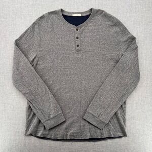 Marine Layer Long Sleeve Henley Shirt Men XL Gray Heritage Casual Coastal